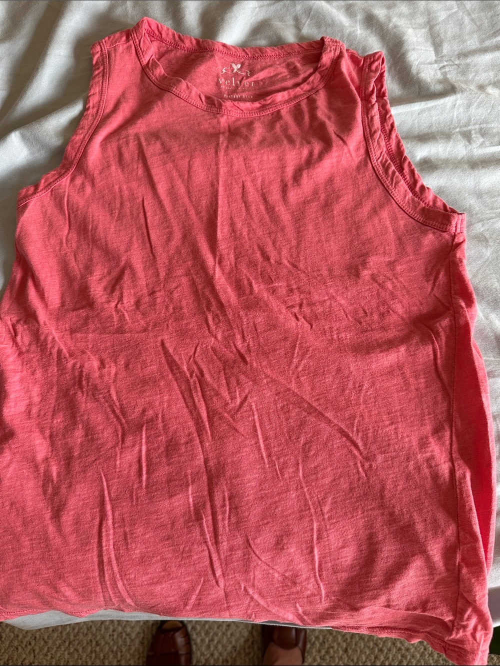 Velvet Sleeveless Tank Top - Coral Pink